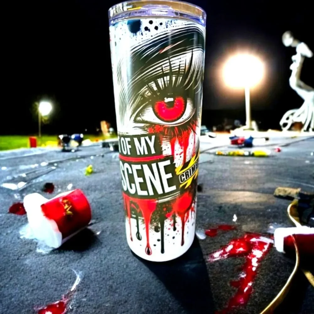 Handmade True Crime 20oz Skinny Tumbler Bloody Halloween Horror Crime Scene Cup